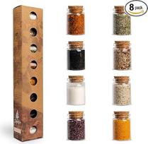 "Simple Wood Gourmet Salts", druskos rūšys iš viso pasaulio, kaip idealus prieskonių dovanų rinkinys / druskos rinkinio dovanos iš jūros druskos 8 x 25 g, 200 g, violetinės spalvos leidimas