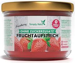 "Simply Keto" vaisių užtepėlė su eritritoliu "Strawberry" (230 g) - mažesnio angliavandenių kiekio* uogienė be pridėtinio cukraus - daugiau nei 75 % vaisių - idealiai tinka mažai angliavandenių turinčiai, keto, paleo, veganiškai, ketogeninei dietai