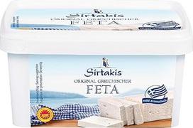 "Sirtakis Feta" avių sūris, 1 x 400 g indelis, avių sūris, fetos sūris, graikiškas fetos sūris, avių sūris, sūrymas plastikiniame inde, Graikija, 43 % riebumo, mikrobiologinė laboratorija Vegetariškas, be glitimo Halal