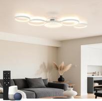 "Sky angle" LED lubų šviestuvas su "Alexa" programėle "Google Home" Apvalus baltas reguliuojamas apšvietimas su nuotolinio valdymo pulteliu Lubų šviestuvas Svetainė 50 W 6000 LM 3000 K - 6000 K, skirtas miegamajam 100 cm (baltas, išmanusis)