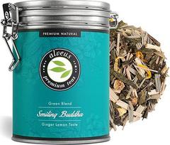 "Smiling Buddha" žalioji arbata "Loose Ginger Lemon in Tin", aromatizuota žalioji arbata (apie 40 puodelių) 100 g - alveus