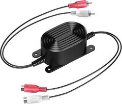 "Smof Ground Isolator" filtras, "Ground Loop Isolator RCA", triukšmo filtras automobilių garso sistemoms, automobilių stereofoninis triukšmo slopintuvas, skirtas pašalinti "Buzzing" triukšmą