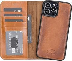 "Solo Pelle" odinis dėklas, suderinamas su "iPhone 13 Pro" 6,1 colio nuimamu dėklu (2-in-1) su kortelių lizdais, skirtas originaliam "Apple iPhone 13 Pro" (konjako rudos spalvos)
