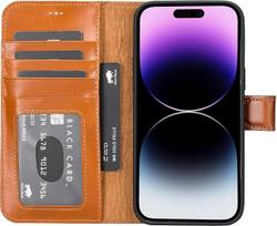 "Solo Pelle" odinis dėklas, suderinamas su 6,7 colių "iPhone 15 Pro Max" Nuimamas dėklas (2-in-1) su kortelių lizdais, skirtas originaliam "Apple iPhone 15 Pro Max" 6,7 colių modeliui (konjako rudos spalvos)