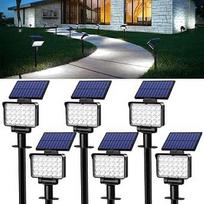 "Solpex" saulės prožektoriai lauke IP65 vandeniui atsparūs 24 LED saulės šviesos diodų prožektoriai, skirti takams, sodams, tvoroms (balti, 6 pakuotės)