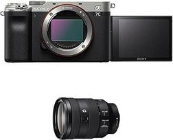 "Sony Alpha 7C" beveidrodis E-Mount pilno kadro skaitmeninis fotoaparatas ILCE-7C (24,2 MP, 7,5 cm (3 colių) jutiklinis ekranas, realaus laiko AF) Korpusas - sidabro/juodos spalvos + objektyvas 24-105 mm F4
