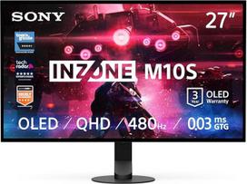 "Sony Inzone M10S" 27 colių OLED QHD kompiuterinių žaidimų monitorius: 1440p, 480 Hz, 0,03 ms GTG, DCI-P3 98,5 %, "G-Sync", "Adaptive Sync", VRR, sukurtas kartu su "Fnatic", 1300 nitų, "DisplayPort 2.1-2" x HDMI 2.1 PC, PS5