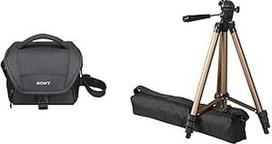 "Sony LCS-U11B" universalus fotoaparato dėklas, skirtas vaizdo kameroms ir NEX Black & Amazon Basics 127 cm (50 colių) lengvas trikojis su krepšiu