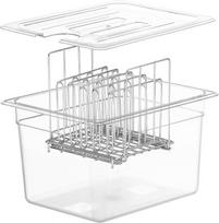 "Sous Vide" indas 12 l, "Sous Vide" indas su dangčiu ir stoveliu "Sous Vide" viryklei, daugiafunkcinis skaidrus indas, tinkamas žuviai, mėsai ir daržovėms