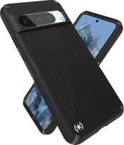 "Speck Google Pixel 8 Pro" dėklas - apsauginis nuo kritimo laikiklis - atsparus įbrėžimams, minkštas lietimui "Google Pixel 8 Pro" telefono dėklas - "Presidio2 Grip", juodas/šviesiai pilkas/baltas