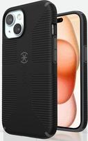 "Speck iPhone 15" dėklas - sukurtas "MagSafe", apsaugantis nuo kritimo - skirtas "iPhone 15", "iPhone 14" ir "iPhone 13" - atsparus įbrėžimams, minkštas lietimui, 6,1 colio mobiliojo telefono dėklas - "CandyShell Grip", juodas/šviesiai pilkas