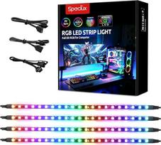"Speclux" magnetiniai vaivorykštiniai kompiuterio korpuso žibintai, adresuojama kompiuterio RGB LED juosta WS2812B, 5V 3 kontaktų LED antraštė, suderinama su ASUS Aura SYNC, Gigabyte ARGB Fusion (4 juostelės)