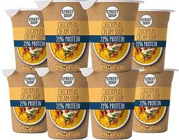 "STREET SOUP" baltyminė greitai paruošiama sriuba (avinžirnių sriuba, 8 vnt., po 300 g) - paruoštos dietinės kreminės sriubos su mažu angliavandenių kiekiu, skirtos lieknėjimui ir kelionėms - paruošti valgiai ir paruošti patiekalai veganiški ir be glitimo