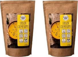 "Street Soup" sriubų pakuotė 250 g greitai paruošiamų baltyminių kreminių sriubų, mažo kaloringumo, natūralių, veganiškų, idealiai tinkančių dietai, pasninkui ir detoksikacijai (500 g, žirnių)