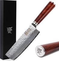 "Sunlong Nakiri" peilis - "Usuba" daržovių peilis 16,5 cm - japoniškas peilis - kaltas damasko plienas - ergonomiška palisandro rankena