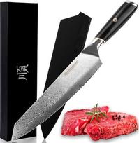 "Sunlong Damascus" virėjo peilis 254 mm Gyuto japoniško damasko plieno, natūralaus švino medžio rankena su flaneliniu peilio krepšiu
