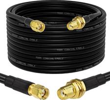 "Superbat" 1 x WLAN antenos ilginimo kabelis 10 m / SMA vyriškosios ir SMA moteriškosios lyties / pertvaros jungtis, mažo pralaidumo RG8X koaksialinis kabelis, skirtas 5G modemams, maršrutizatoriams, WiFi antenoms, Ham Radio/GPS/WiFi/SDR įrangai