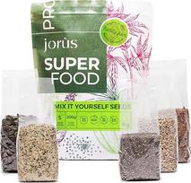 "Superfood" sėklų mišinys - 5 × 200 g su saulėgrąžų sėklomis, linų sėmenimis, kanapių sėklomis, čija sėklomis ir moliūgų sėklomis - daug skaidulų, omega-3 riebalų rūgščių ir augalinių baltymų (iš viso 1 kg)