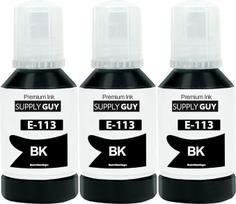 "Supply Guy" juodos spalvos pigmentinis rašalas, suderinamas su "Epson 113", skirtas "EcoTank" ET-5850 ET-5800 ET-5150 ET-5170 (3 x 127 ml rašalo buteliukai)