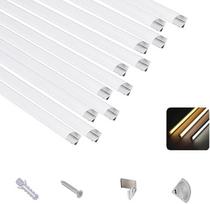 "T&K LED" aliuminio profilis 12 x 1 m V formos sidabrinis su opaliniu dangteliu, galiniais dangteliais ir tvirtinimo laikikliu, anoduotas kampinis profilis LED juostelėms ir LED juostelėms