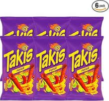"Takis Fuego Fuego Extreme Hot Mash Chips" su aitriųjų paprikų ir laimo skoniu, 100 g, traškūs, kepti suvynioti užkandžiai, aštrūs ir pikantiški (6 vnt., Fuego)