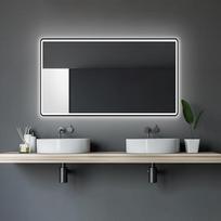 "Talos Black Moon LED" vonios veidrodis 120 x 70 cm - vonios veidrodis su keičiamu apšvietimu - tinka drėgnam vandeniui dėl aliuminio rėmo - neutralios baltos spalvos šviesa