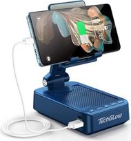 "TechGlow" dovanos vyrams ir moterims, sulankstomas telefono stovas su "Bluetooth" garsiakalbiu, maitinimo bankas, 360° kampu besisukantis telefono stovas, gimtadienio dovanos idėja mamai, tėčiui, šaunus