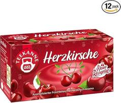 "Teekanne Heart Cherry", 12 vnt. (12 x 20 dviviečių maišelių), vaisinė arbata, sodrios sudėties, "Rainforest Alliance
