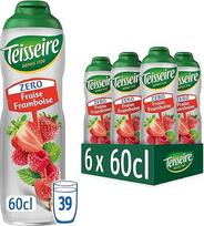 "Teisseire" braškių ir aviečių (Fraise - Framboise) Zero - nealkoholiniams gėrimams be cukraus 6 x 600 ml