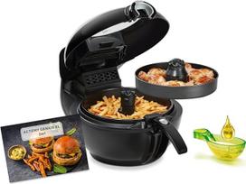 "Tefal" YV9708 "ActiFry Genius XL 2-in-1" karšto oro keptuvė su maišymo rankena, testo nugalėtoja, 1,7 kg, skirta 8 žmonėms, 9 automatiniai meniu, 2 patiekalai vienu metu, sveika keptuvė be aliejaus, juoda