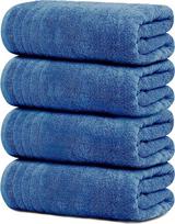"Tens Towels" dideli vonios rankšluosčiai, 100 % medvilnė, 30 x 60 colių, itin dideli vonios rankšluosčiai, lengvi ir itin gerai sugeriantys, greitai džiūstantys, puikiai tinkantys kasdieniam naudojimui (4 vnt.) (mėlyni)