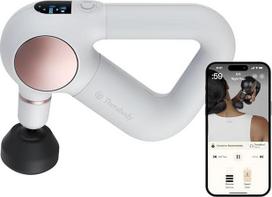 "Theragun Sense Percussion Massage Gun" - asmeninis giliųjų audinių masažuoklis su iš anksto įdiegtais kvėpavimo pratimais stresui malšinti, baltos spalvos