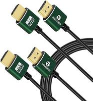 "Thsucords" plonas HDMI ir HDMI kabelis, 2 m, 2 vnt., itin plonas ir lankstus HDMI kabelis, palaiko didelės spartos 4K @ 60Hz 18Gbps, 2160p 1080p