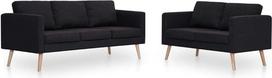 "Tidyard" sofos komplektas Sofa Lounge Sofos komplektai Minkšta sofa Lounge baldai Kėdė su porankiu 2 dalių sofa lova 3 vietų sofa lova Juoda