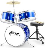 "Tiger" 3 dalių jaunesniųjų būgnų rinkinys - mėlynas