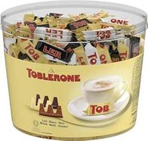 "Tobl Erone Minis" mišraus pieno, baltojo ir tamsaus šokolado plytelė - šokolado dėžutė, 904G