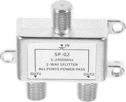 "Tofficu Cable Splitter" 2 krypčių 5-2400 MHz koaksialinis skirstytuvas TV antenai Auksu dengtos jungtys, suderinamos su Rg6, skirtas HDTV ir skaitmeniniams signalams