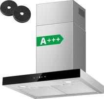 "TopStrong" 60 cm gartraukis, A+++ ištraukiamasis gaubtas su 450 m³/h stipria siurbimo galia, sieninis gartraukis su aktyviosios anglies filtru, jutiklinis valdymas, 3 lygiai, įskaitant stiprinimo lygius, nerūdijančio plieno, sidabrinės spalvos