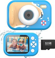 "Tosaju" povandeninis fotoaparatas 48MP vaikiškas fotoaparatas 10 m vandeniui atsparus fotoaparatas 1080P vaizdo įrašas Nardymo fotoaparatas su blykste Puikiai tinka baseinui, paplūdimiui, paplūdimiui, lauke, žaislas, dovana vaikams su 32GB kortele