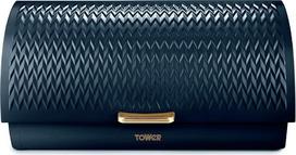 "Tower Empire" T826090MNB Nerūdijančio plieno ritininė duonos dėžė Midnight Blue and Brass