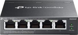 "TP-Link Omada ES205GP" 5 prievadų gigabitinis lengvai valdomas komutatorius su 4 PoE+ prievadais, 65 W PoE biudžetas, metalinis korpusas, "Plug & Play", automatinis atkūrimas, prievadų izoliavimas, VLAN, IGMP Snooping, centrinis debesijos valdymas