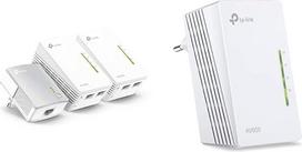 "TP-Link" WLAN Powerline adapterio TL-WPA4220T rinkinys, baltas ir WLAN Powerline adapteris TL-WPA4220 (WLAN 300Mbps, AV600 Powerline, WiFi klonas, 2 LAN prievadai, "Plug & Play", idealiai tinka transliacijai), baltas