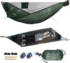 "Travel Bird NomadNest" 11 pėdų stovyklavimo hamakas su tinkleliu nuo uodų ir virve, nuimamas visiškai atviras tinklelis, lengvi nešiojamieji hamakai stovyklavimui, žygiams, kuprinėms
