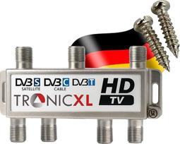 "TronicXL" skaitmeninis 6 krypčių DVBT DVBT2 DVBC antenos kabelinės televizijos skirstytuvas HDTV 6 krypčių TV "Full HD" jungiklis 6 x 6 krypčių minkštas jungiklis F jungtis Magistralinis kabelių skirstytuvas