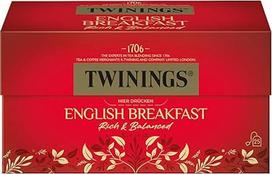 "Twinings English Breakfast" juodoji arbata arbatos maišelyje - stipri juodoji arbata, pagaminta iš aukštos kokybės arbatos lapelių, surinktų geriausiuose Šri Lankos ir Indijos arbatos soduose, pakuotė po 1 (25 maišeliai)