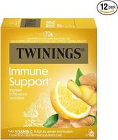 "Twinings Immune Support" žalioji arbata, citrina, imbieras ir ežiuolė su vitaminu C - vaisių žolelių arbatos mišinys imuninei sistemai palaikyti, 12 vnt. (po 10 vnt.)