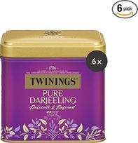 "Twinings Pure Darjeeling" juodoji arbata, palaidos arbatos skardinėje - švelni juodoji arbata su muskato riešuto prieskoniu, surinkta Himalajų regiono augavietėse, 6 pakuotės (po 100 g)
