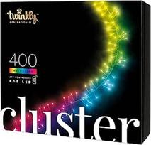 "Twinkly Cluster" - 400 RGB žibintų grandinė, juodas laidas, F tipo kištukas