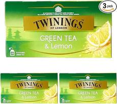 "Twinings" žalioji arbata su citrina - žalioji arbata su gaiviu citrinos skoniu arbatos maišelyje - unikalus žaliosios arbatos mišinys su citrinos žievelėmis, 25 arbatos maišeliai (40 g) (3 pakuotės)