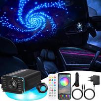 "Twinkle" LED šviesolaidžio šviesolaidžio žvaigždėto dangaus šviesa automobiliui / luboms, "Bluetooth" programa / nuotolinio valdymo LED šviesolaidžio šviesolaidžio žvaigždžių lubų žibintų rinkinys su 300 vienetų, 2 m, 0,75 mm šviesolaidžio kabeliu ir RGB